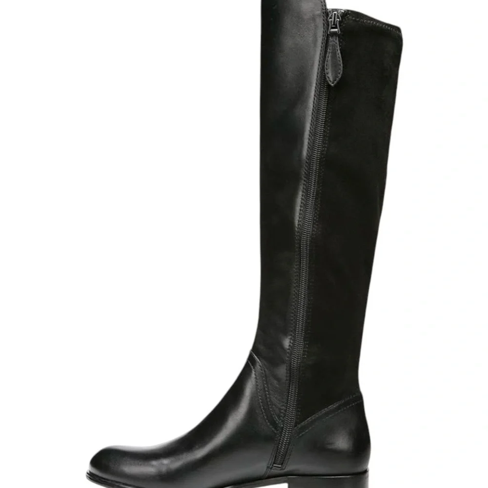 NIB Franco Sarto Women's L-Maleni Black Leather and Fabric Stretch Boot -Size 7M
